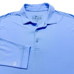 IBKUL Polo Shirt Mens Large Blue Long Sleeve UPF 50+ Golf Quick Dry Performance